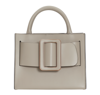 Tortora beige BOYY BOBBY 23 handbag crafted from palmellato calfskin leather with suede lining. Features a structured silhouette, detachable shoulder strap, and an oversized belt and buckle closure