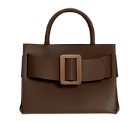 Mocha Brown BOYY BOBBY 32 Power Bag handbag crafted from palmellato calfskin leather with suede lining. Features a structured silhouette, detachable shoulder strap, and an oversized belt and buckle closure