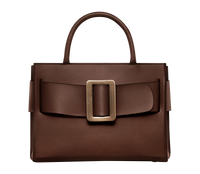 Cuoio Brown BOYY BOBBY 32 Power Bag handbag crafted from palmellato calfskin leather with suede lining. Features a structured silhouette, detachable shoulder strap, and an oversized belt and buckle closure