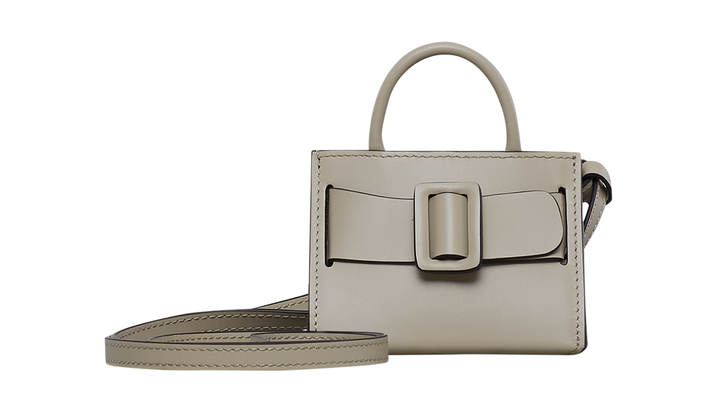 Tortora BOYY BOBBY Charm crafted from palmellato calfskin leather with suede lining. Features a structured silhouette, detachable shoulder strap