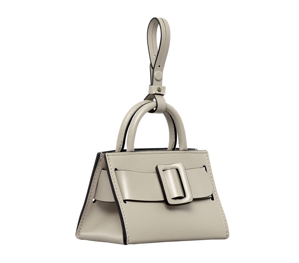 Tortora BOYY BOBBY Charm crafted from palmellato calfskin leather with suede lining. Features a structured silhouette, detachable shoulder strap 3/4